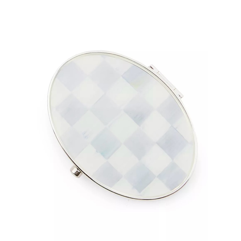 MacKenzie-Childs Compact Mirror Sterling Check Silver Plated - Picture 4 of 10